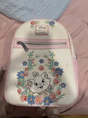 Loungefly Cream & Pink Marie Floral Mini Backpack